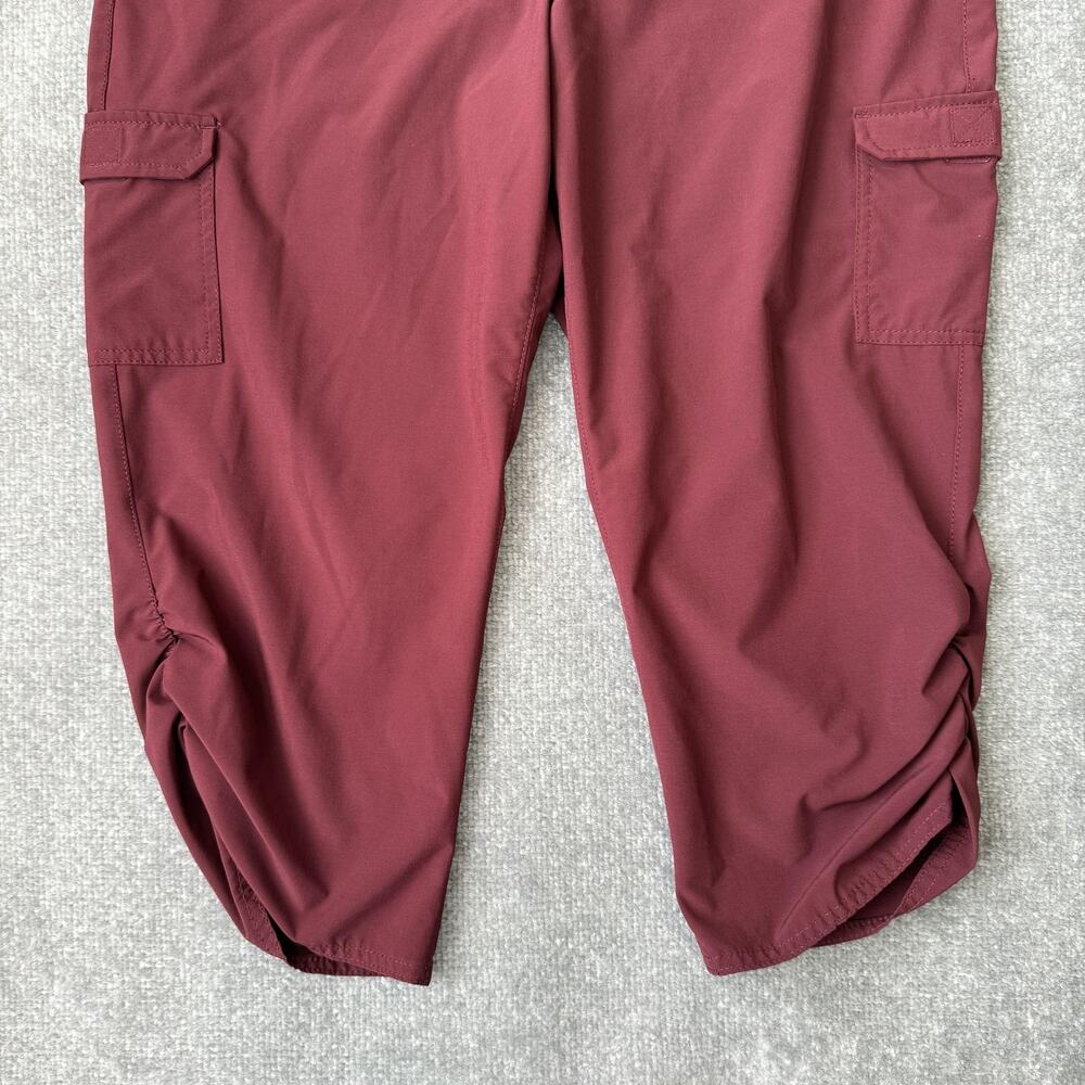 Eddie Bauer Pants Womens 10 Burgundy Stretch Cargo Capri Hiking Outdoor Ruched - Picture 3 of 12